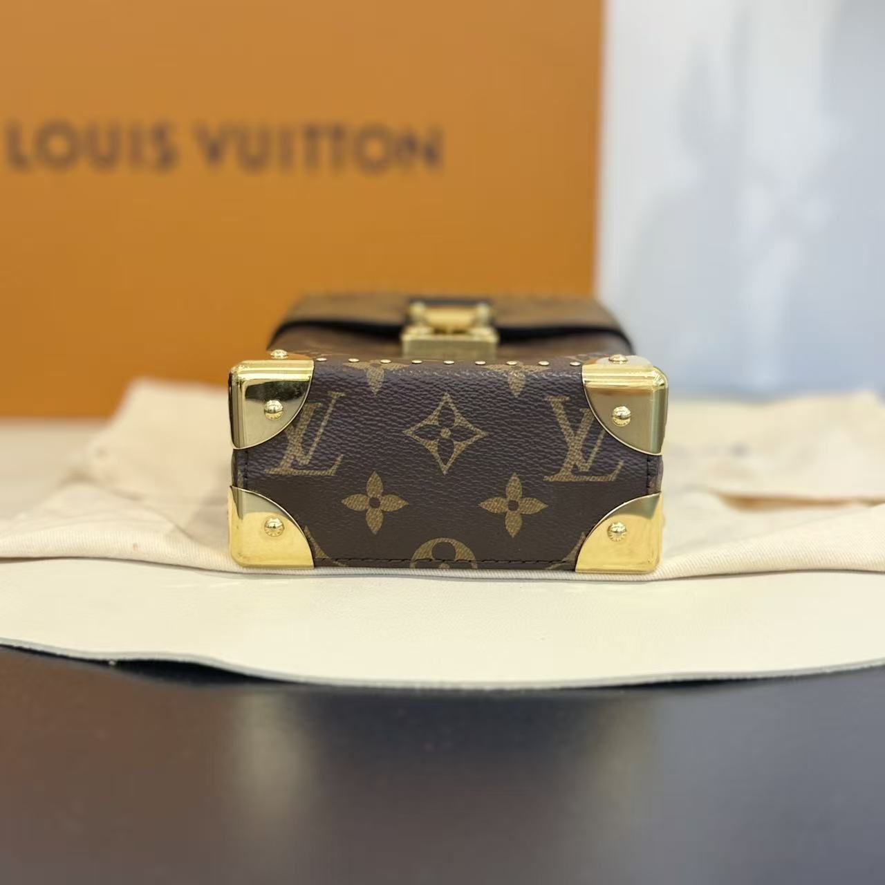 Louis Vuitton - Camera Box Handle Phone Bag Cosmetic Box Bag - Monogram coated canvas and leather - Brown with black accents - (mini)