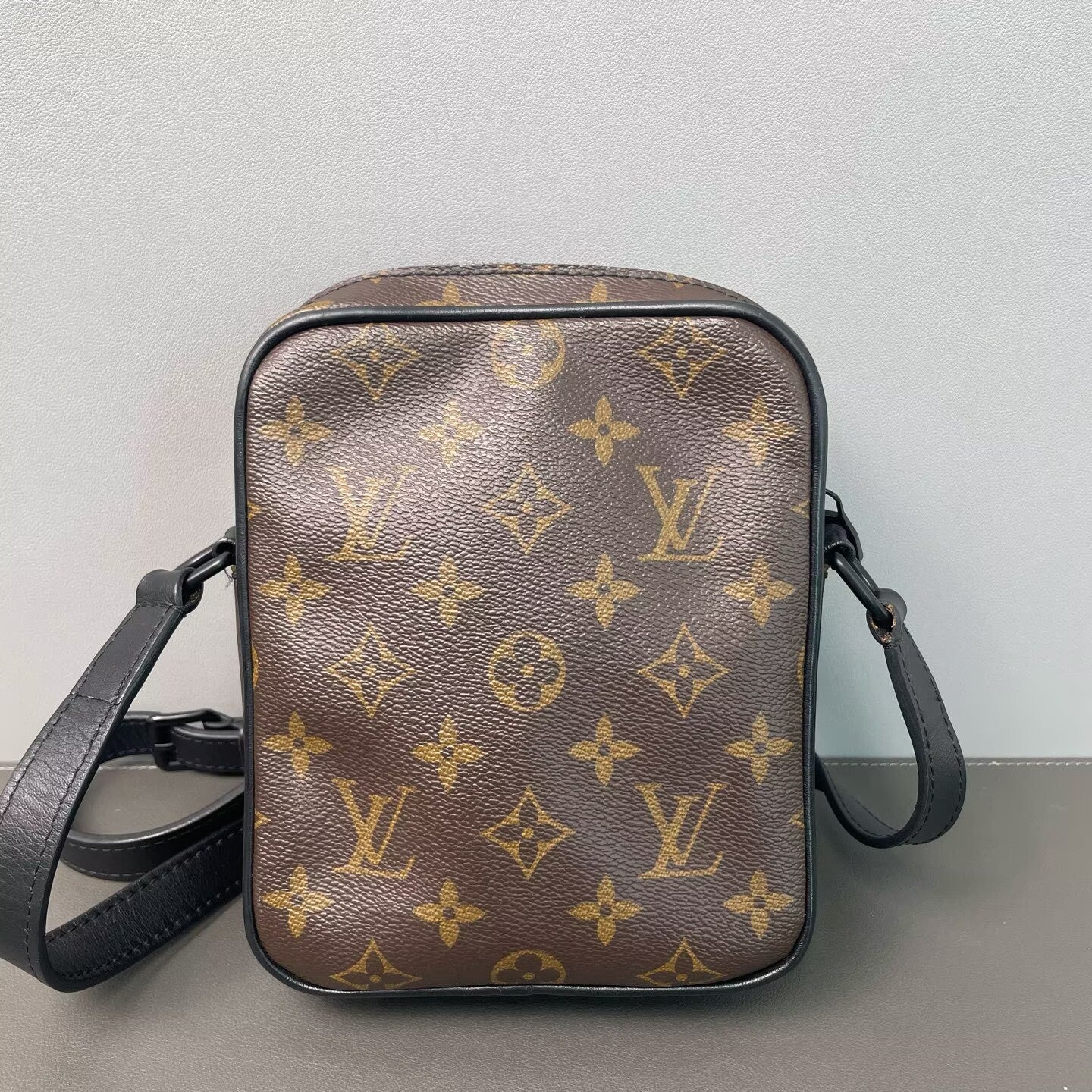 Louis Vuitton - Camera Messenger Bag - Monogram coated canvas with black cowhide leather trim - Brown with Black - (small)