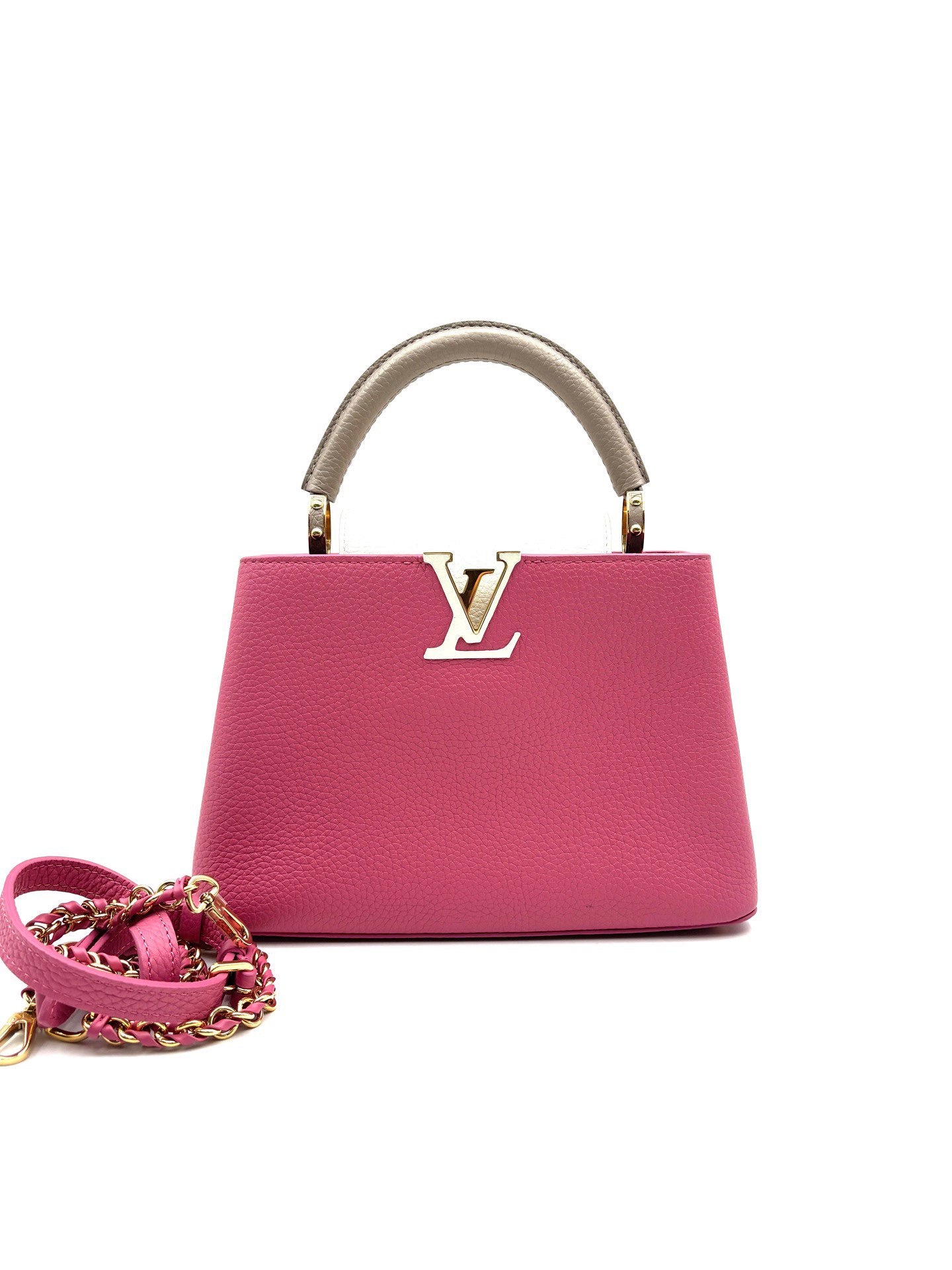 Louis Vuitton - Capucines BB - Full cowhide leather - Pink with Grey trim - (Mini)