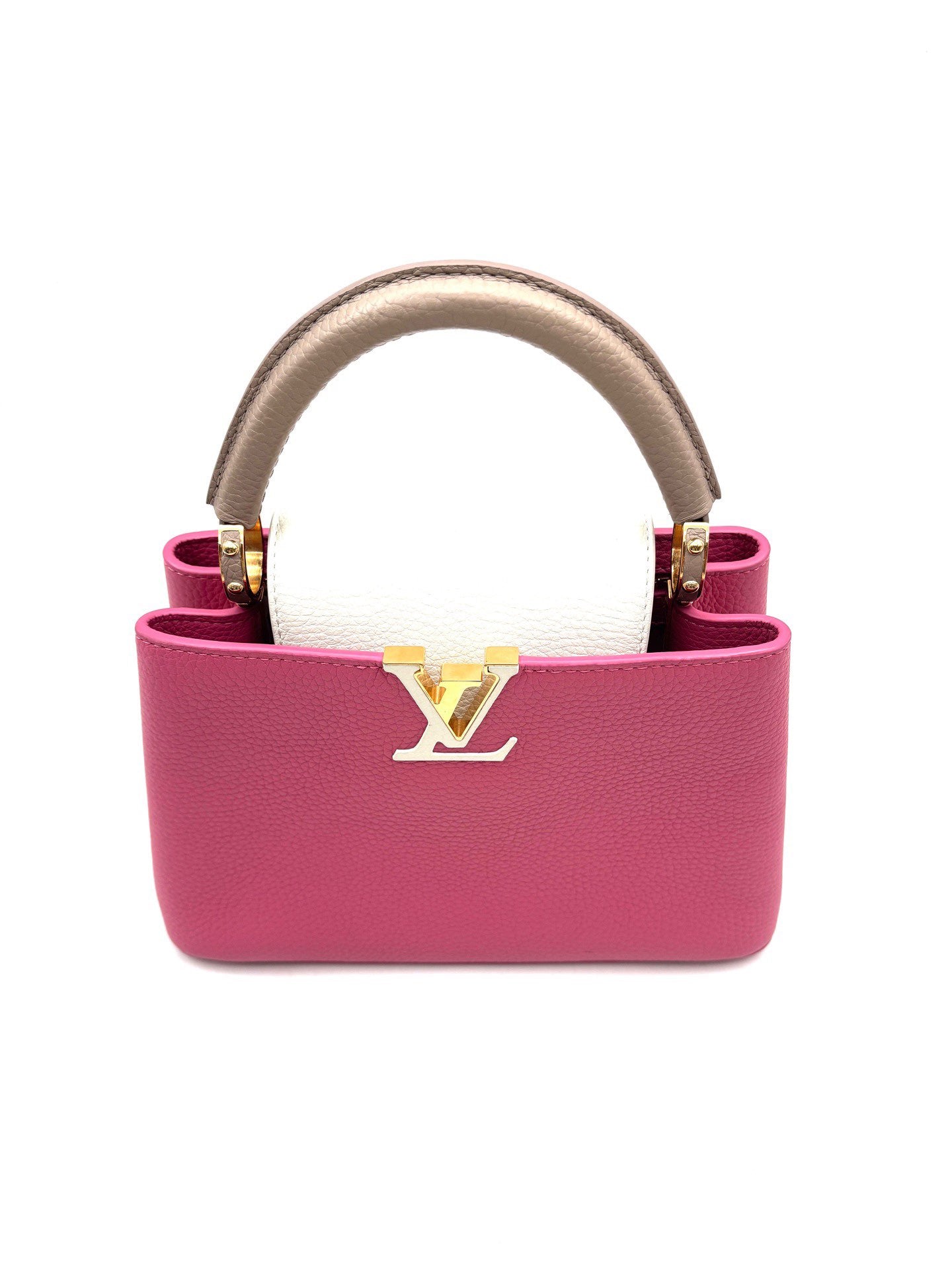 Louis Vuitton - Capucines BB - Full cowhide leather - Pink with Grey trim - (Mini)