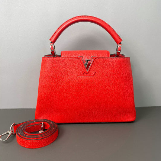 Louis Vuitton - Capucines BB - Grained cowhide leather - Red with Silver-Tone Hardware - (Small)