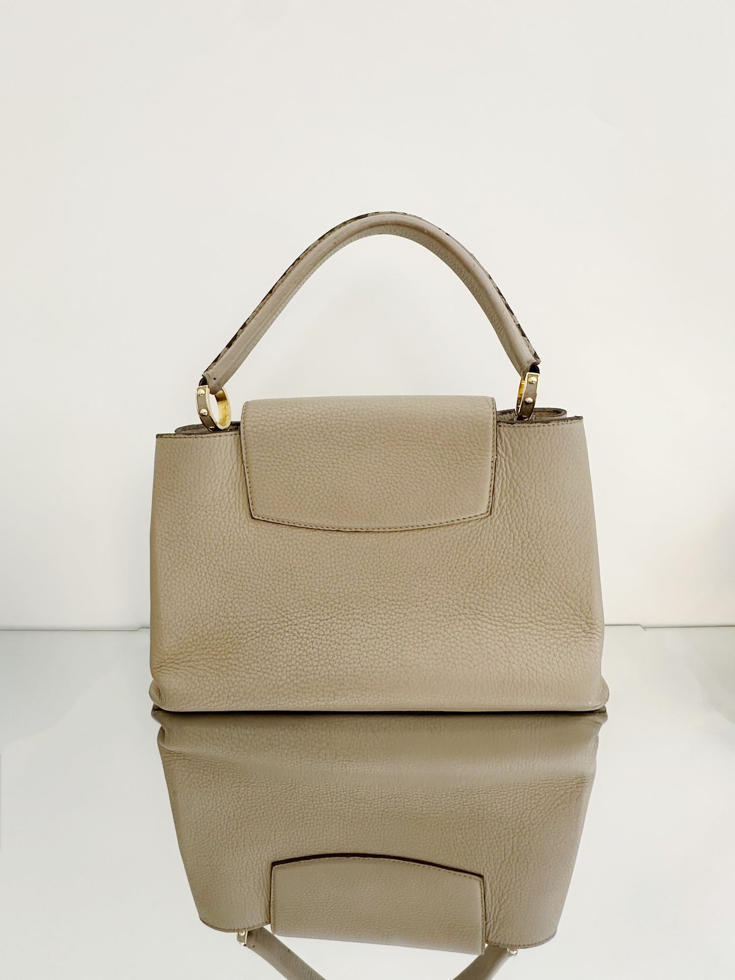Louis Vuitton - Capucines - Pebbled leather - Elephant Grey with Gold-Tone Hardware - (Large)