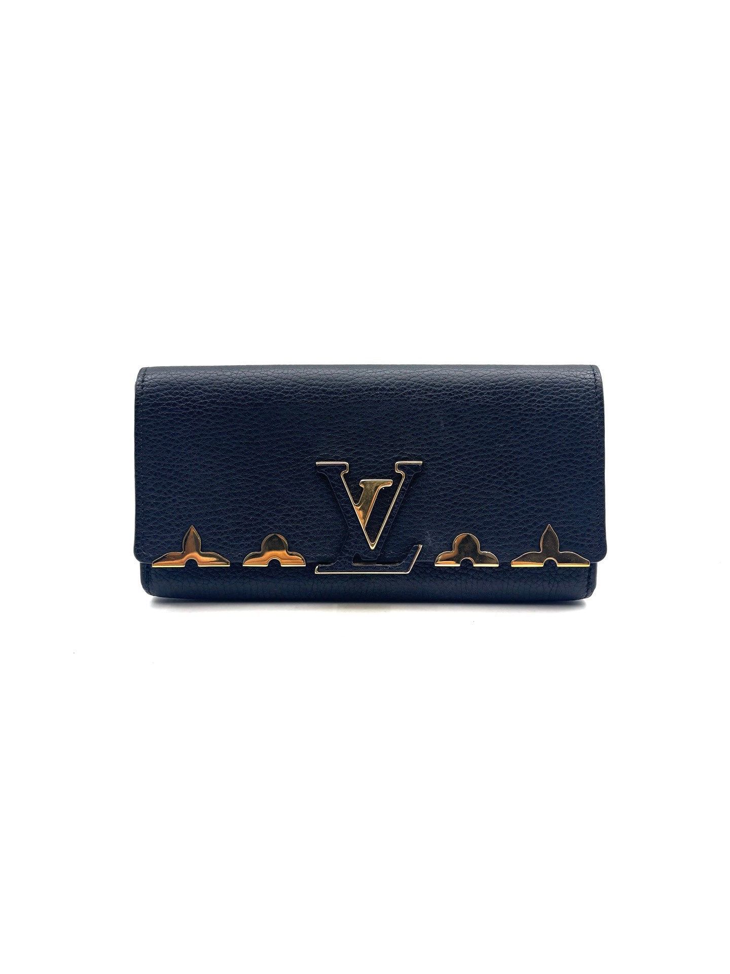 Louis Vuitton - Capucines Wallet - Cowhide leather - Black with Gold-Tone Hardware - (Large)