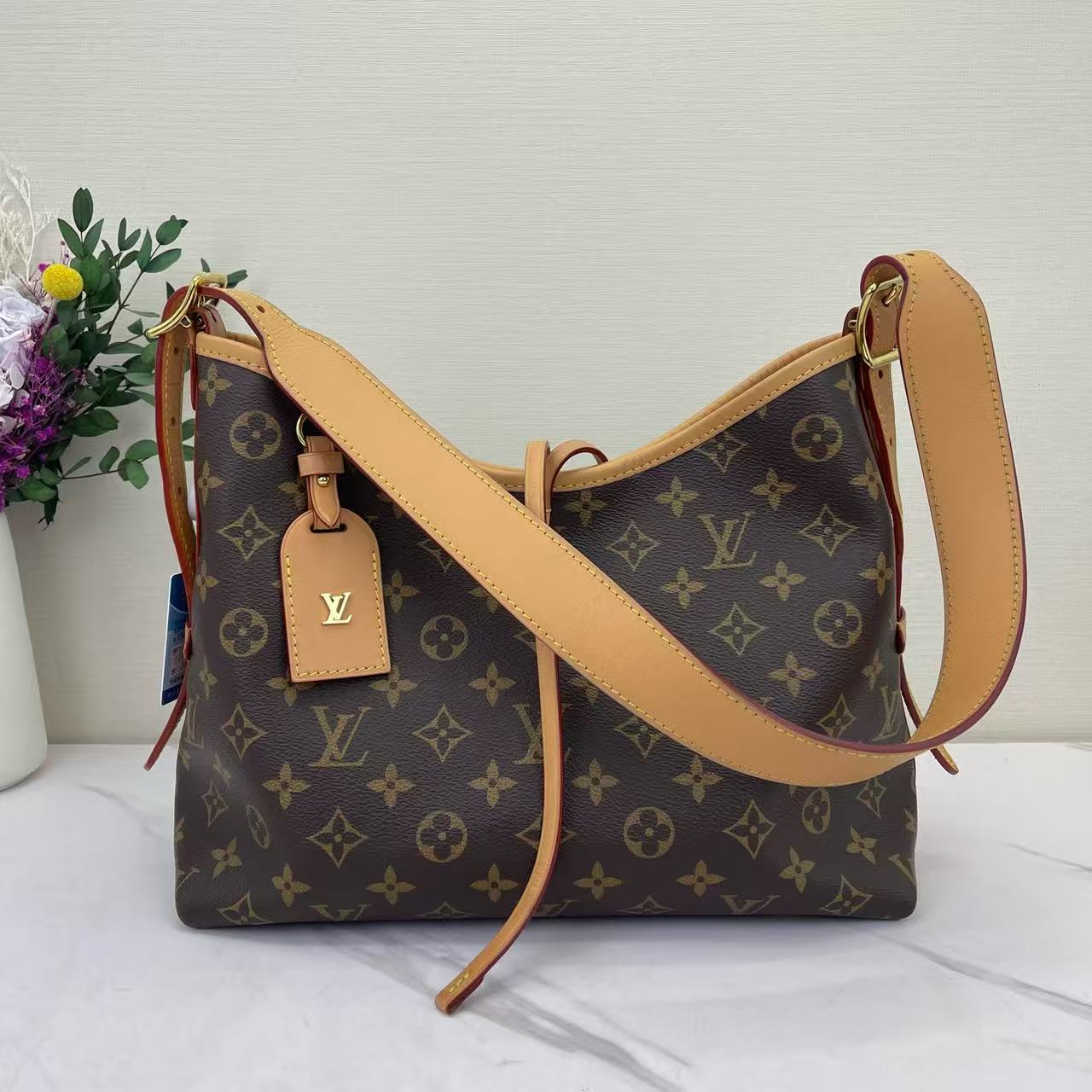 Louis Vuitton - Carryall - Monogram coated canvas with natural Vachetta leather trim - Brown - (small)