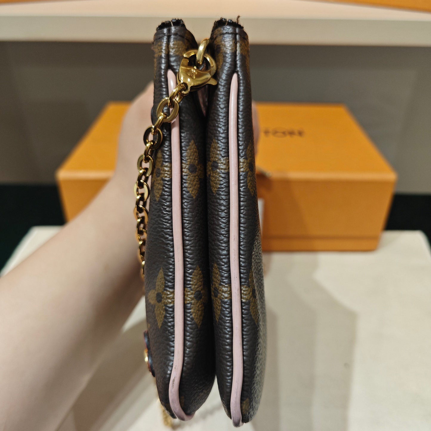 Louis Vuitton - Cherry Blossom Limited Edition Pochette - Monogram coated canvas with leather trim - Brown with Pink and Red accents - (mini)