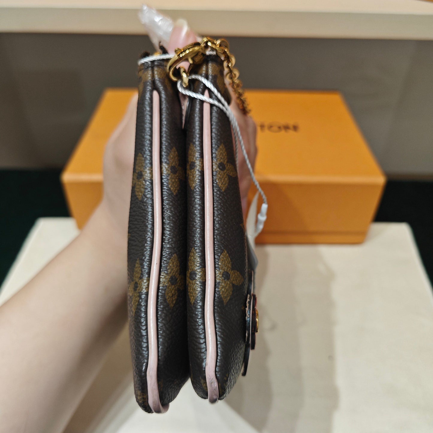 Louis Vuitton - Cherry Blossom Limited Edition Pochette - Monogram coated canvas with leather trim - Brown with Pink and Red accents - (mini)