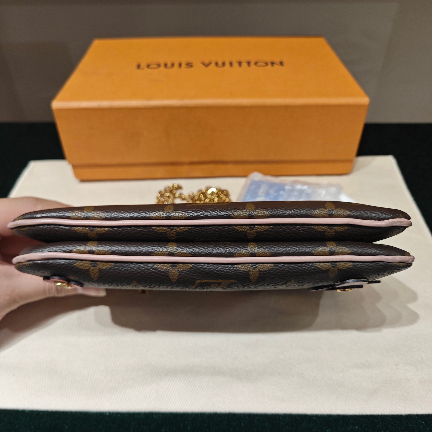 Louis Vuitton - Cherry Blossom Limited Edition Pochette - Monogram coated canvas with leather trim - Brown with Pink and Red accents - (mini)