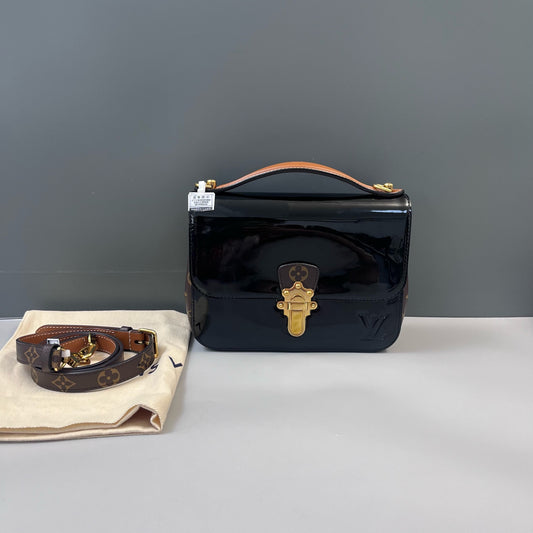 Louis Vuitton - Cherrywood BB - Monogram canvas and patent leather - Brown with Black Patent Leather and Tan Vachetta Trim - (mini)