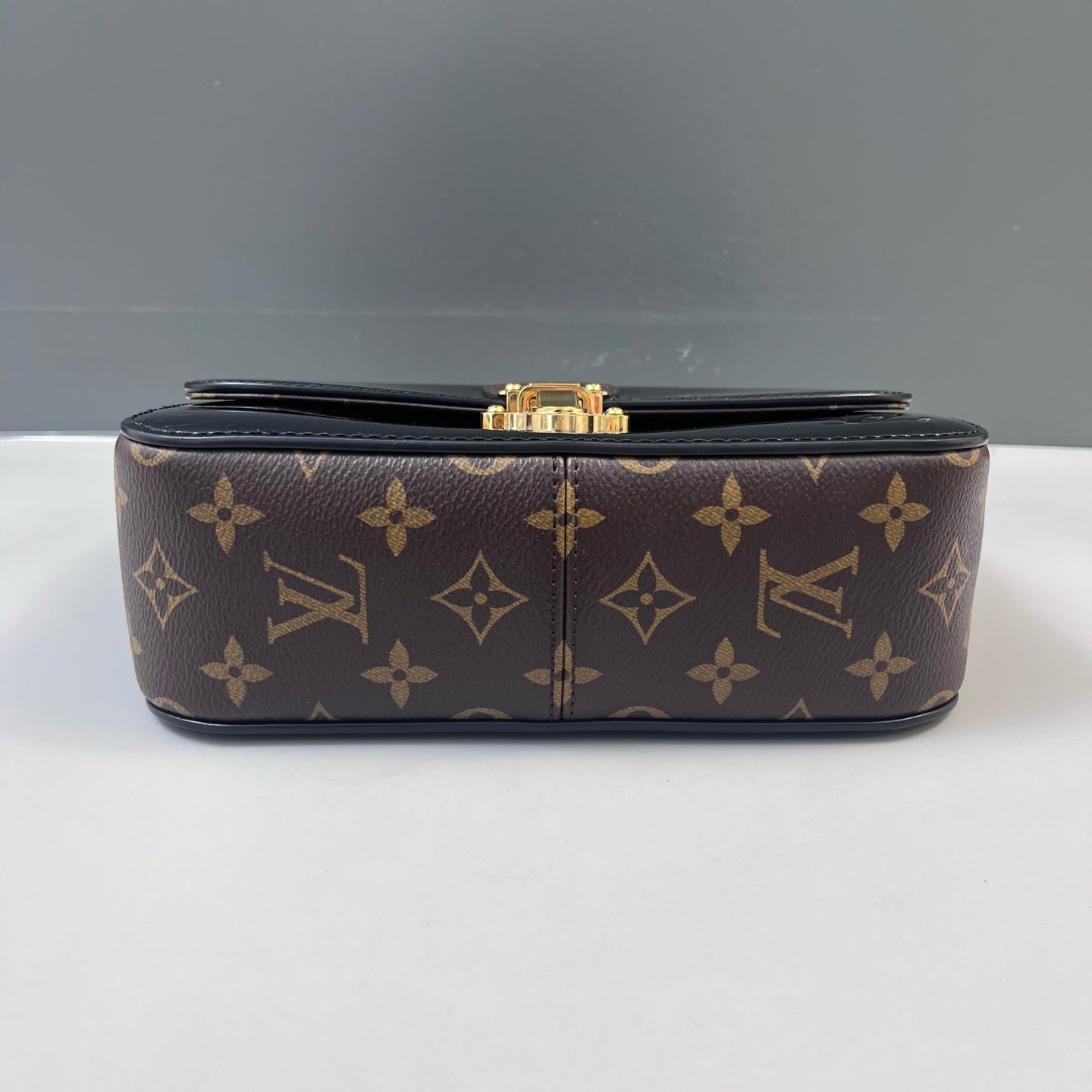 Louis Vuitton - Cherrywood BB - Monogram canvas and patent leather - Brown with Black Patent Leather and Tan Vachetta Trim - (mini)