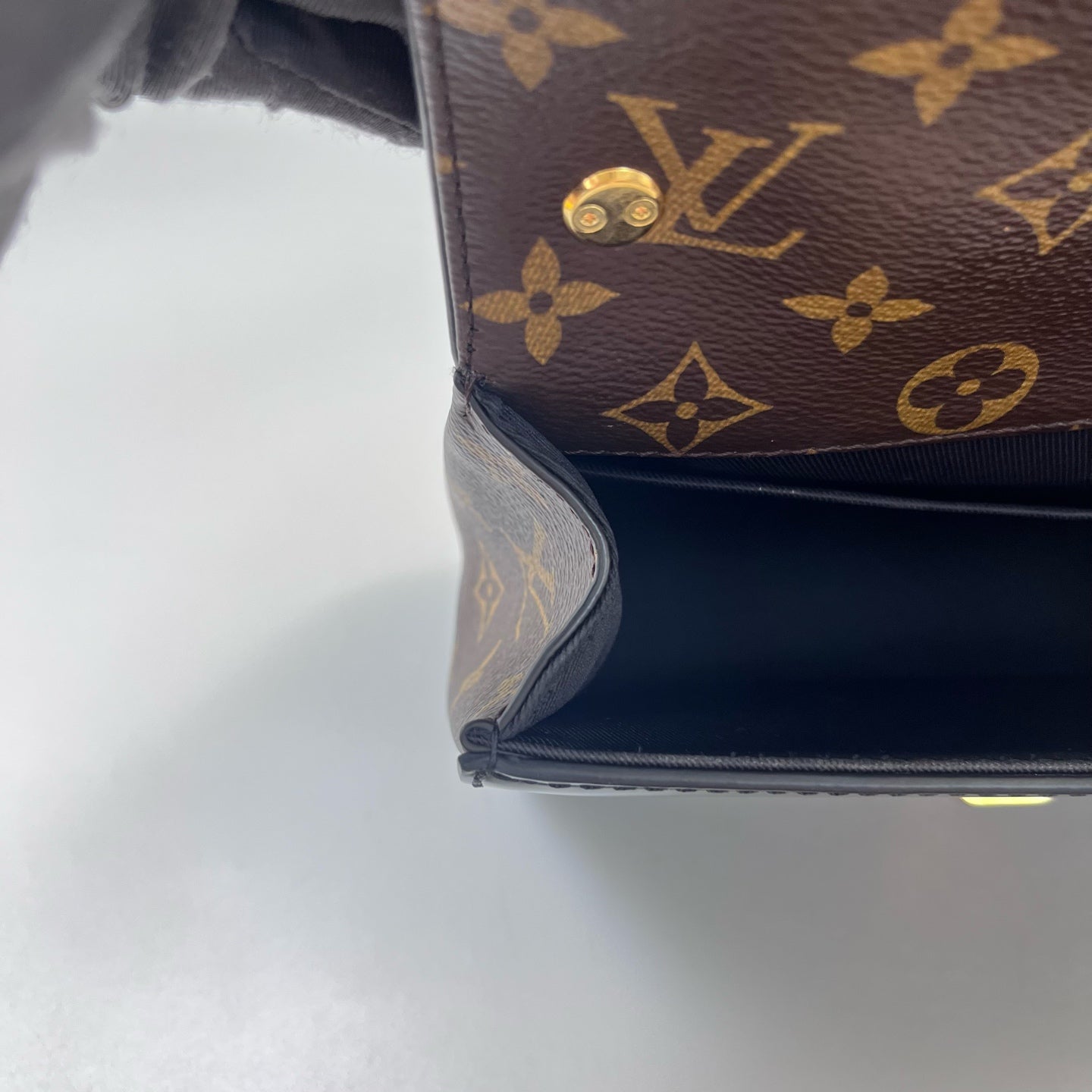 Louis Vuitton - Cherrywood BB - Monogram canvas and patent leather - Brown with Black Patent Leather and Tan Vachetta Trim - (mini)