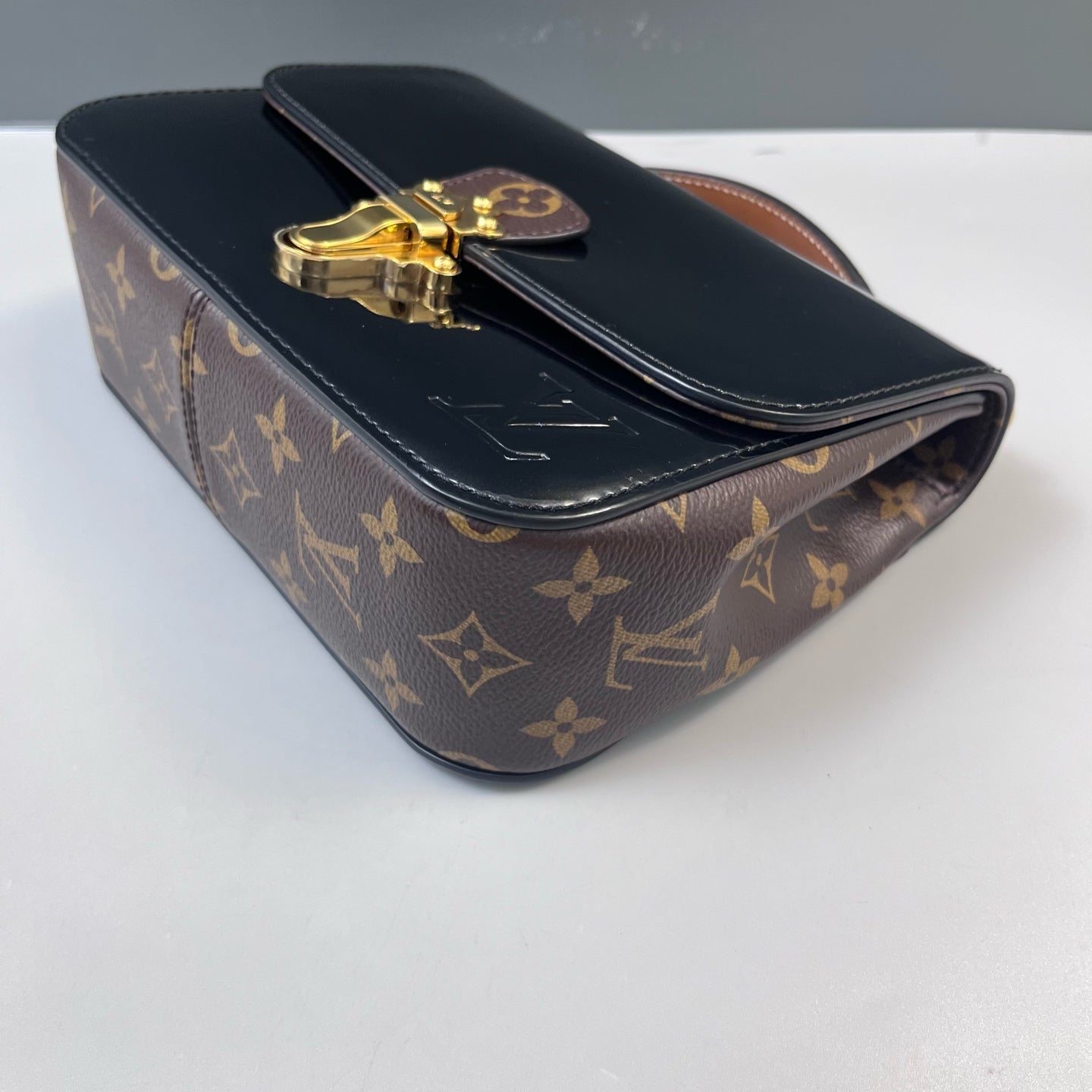 Louis Vuitton - Cherrywood BB - Monogram canvas and patent leather - Brown with Black Patent Leather and Tan Vachetta Trim - (mini)