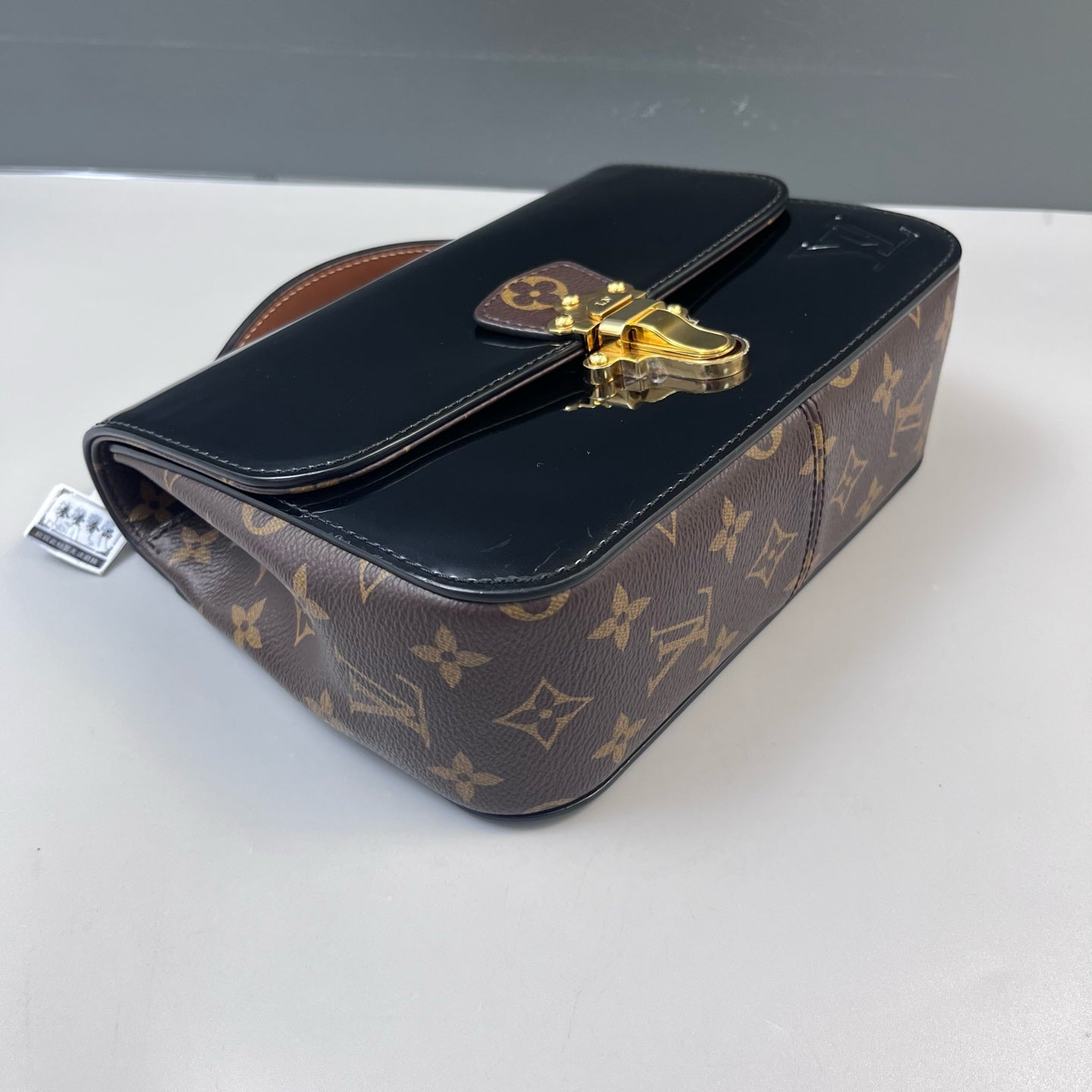 Louis Vuitton - Cherrywood BB - Monogram canvas and patent leather - Brown with Black Patent Leather and Tan Vachetta Trim - (mini)