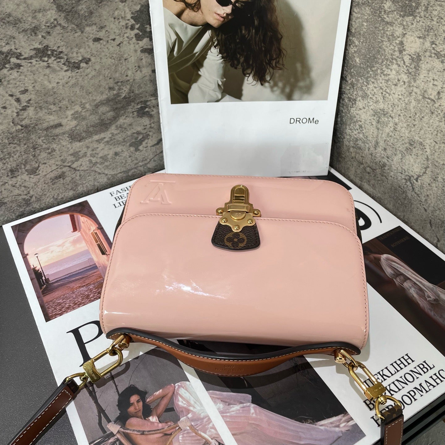 Louis Vuitton - Cherrywood BB - Patent leather and Monogram canvas - Pink and Brown - (Small)