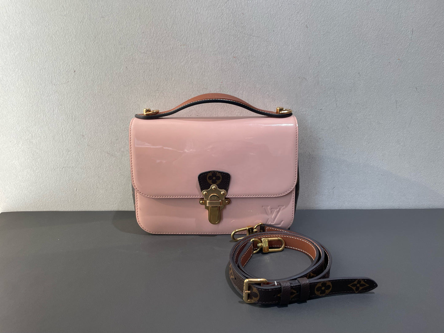 Louis Vuitton - Cherrywood BB - Patent leather and Monogram canvas - Pink and Brown - (Small)