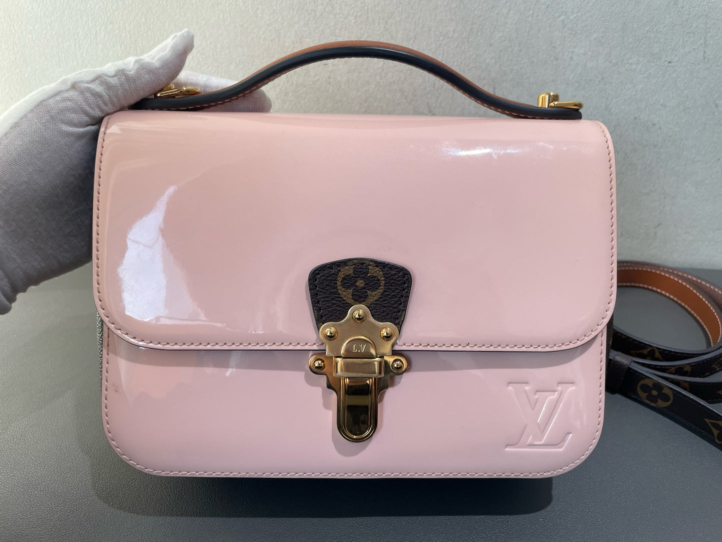 Louis Vuitton - Cherrywood BB - Patent leather and Monogram canvas - Pink and Brown - (Small)