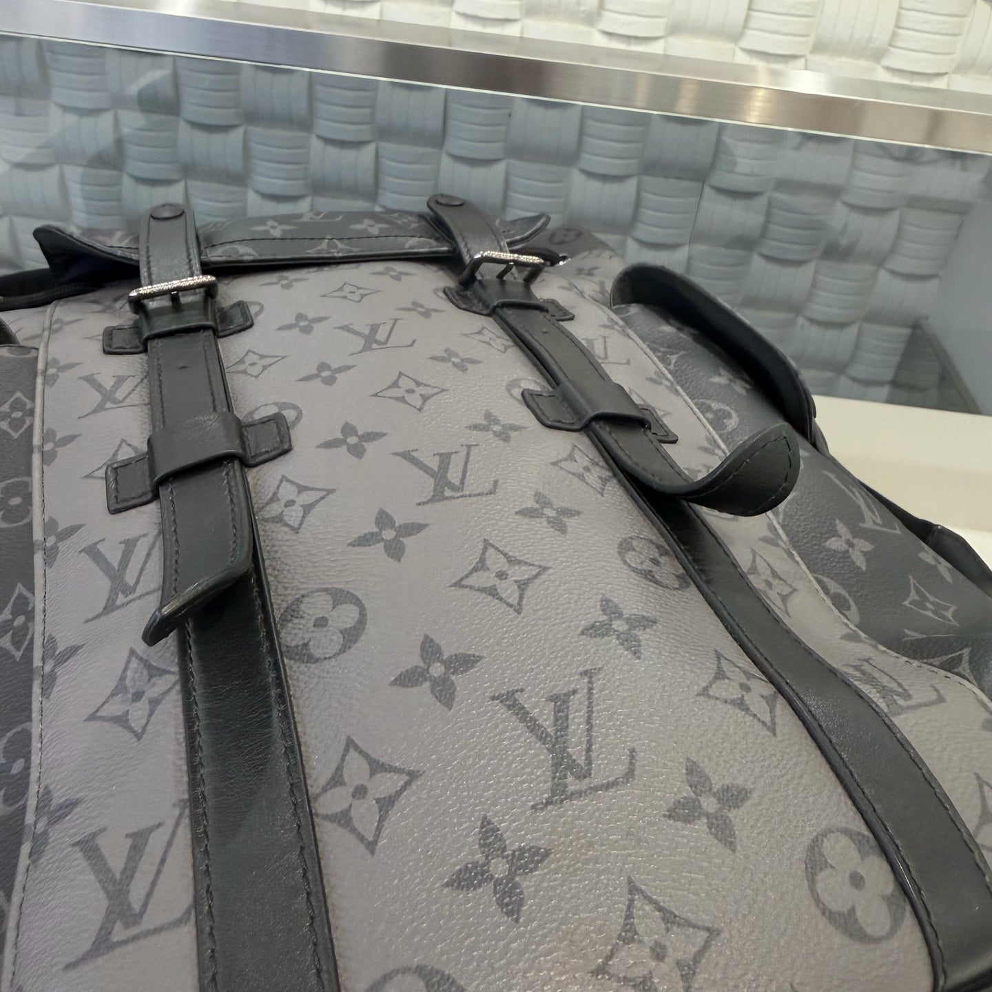 Louis Vuitton - Christopher Backpack (Limited Edition Reversed Black Warrior) - Monogram coated canvas with leather trim - Grey - (medium)