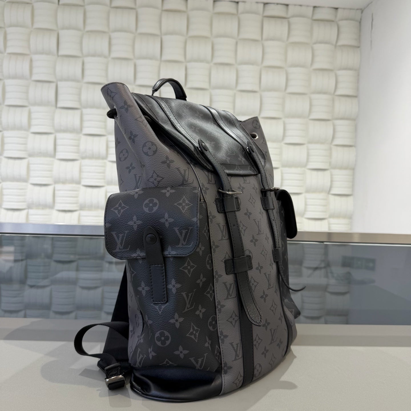 Louis Vuitton - Christopher Backpack (Limited Edition Reversed Black Warrior) - Monogram coated canvas with leather trim - Grey - (medium)