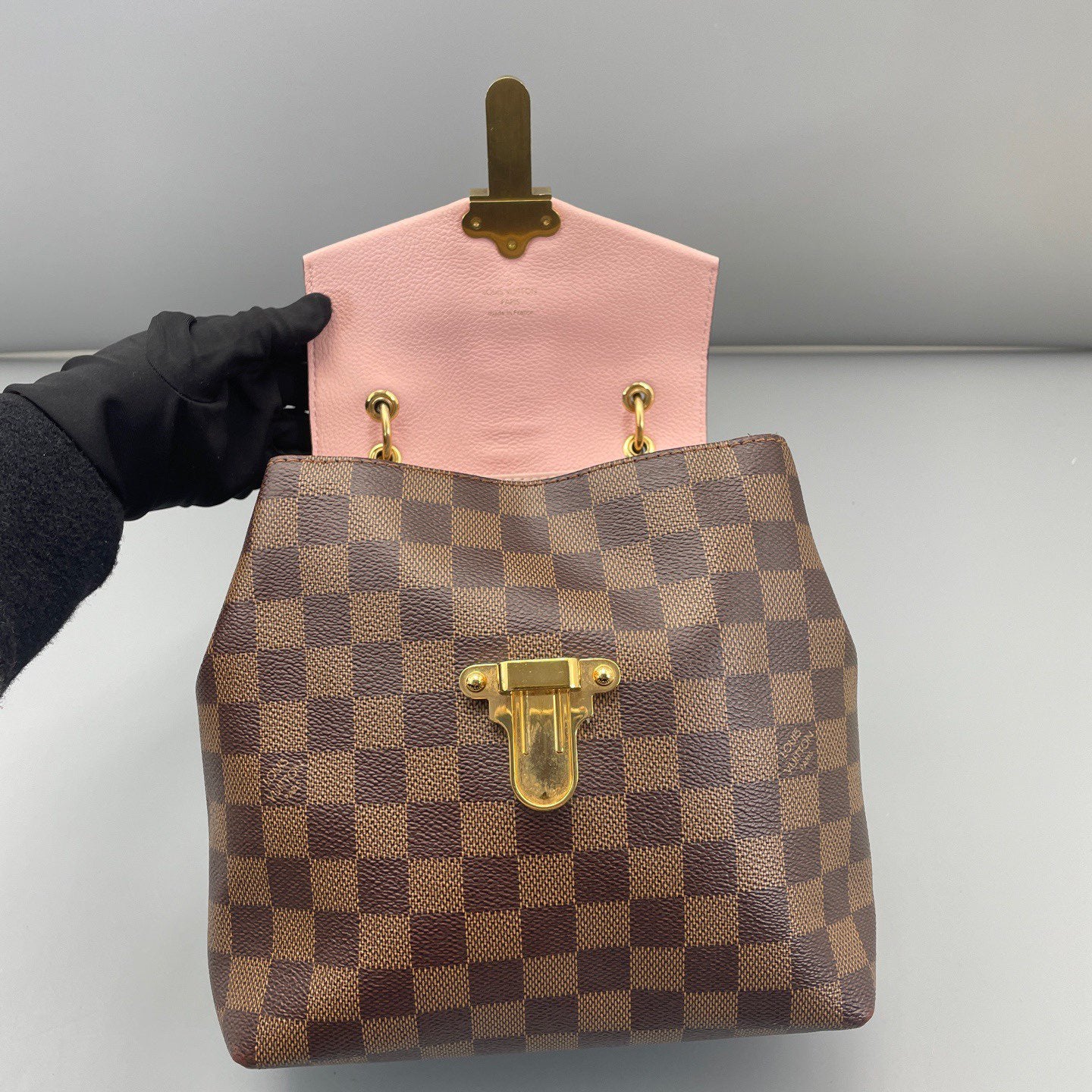 Louis Vuitton - Clapton Backpack - Damier Ebene coated canvas with grained leather trim - Brown with Pink accents - (Small)