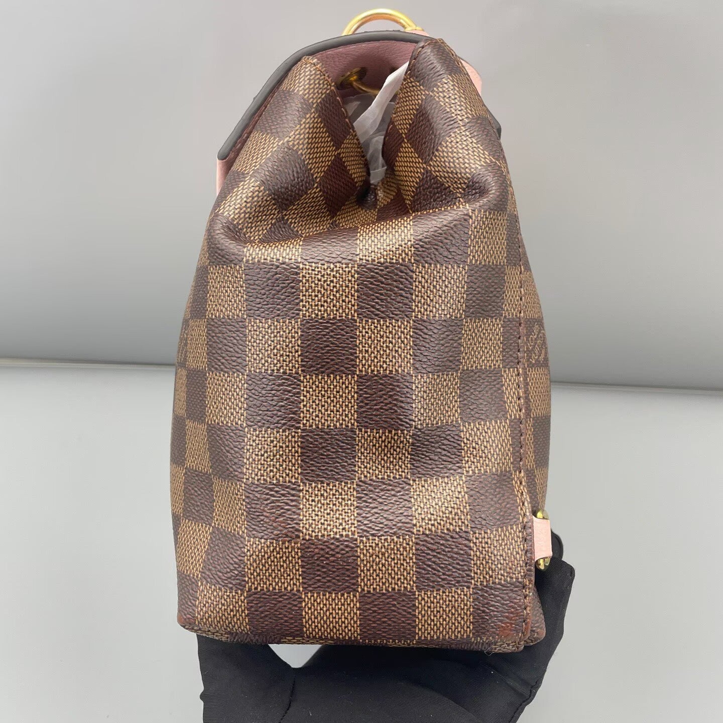 Louis Vuitton - Clapton Backpack - Damier Ebene coated canvas with grained leather trim - Brown with Pink accents - (Small)