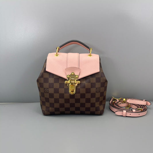 Louis Vuitton - Clapton Backpack - Damier Ebene coated canvas with grained leather trim - Brown with Pink accents - (Small)