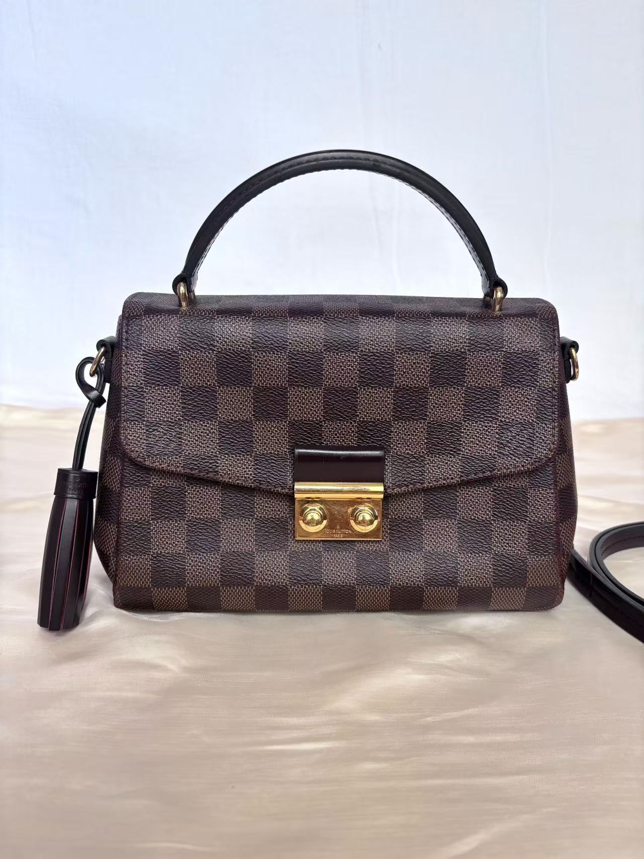 Louis Vuitton - Croisette - Damier Ebène coated canvas with cowhide leather trim - Brown with Red interior - (small)