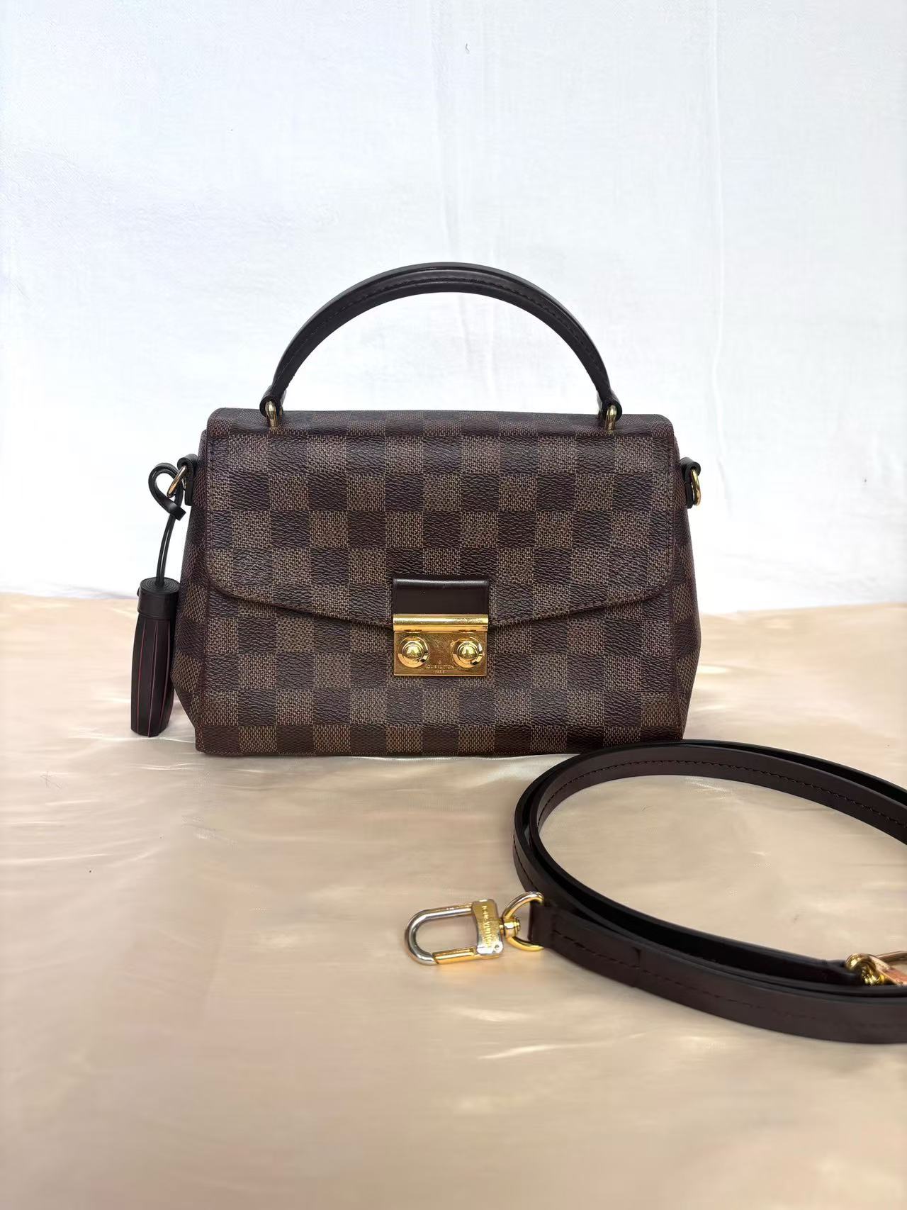 Louis Vuitton - Croisette - Damier Ebène coated canvas with cowhide leather trim - Brown with Red interior - (small)