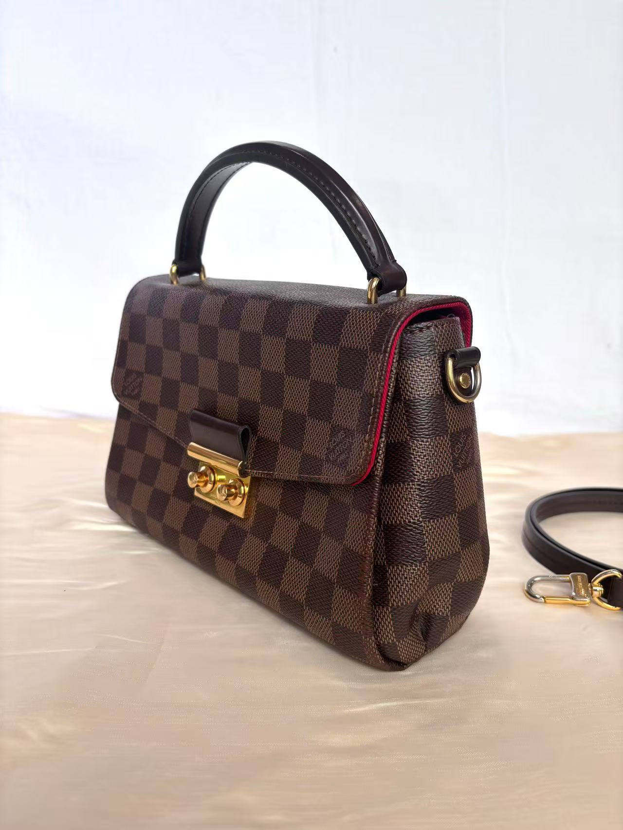 Louis Vuitton - Croisette - Damier Ebène coated canvas with cowhide leather trim - Brown with Red interior - (small)