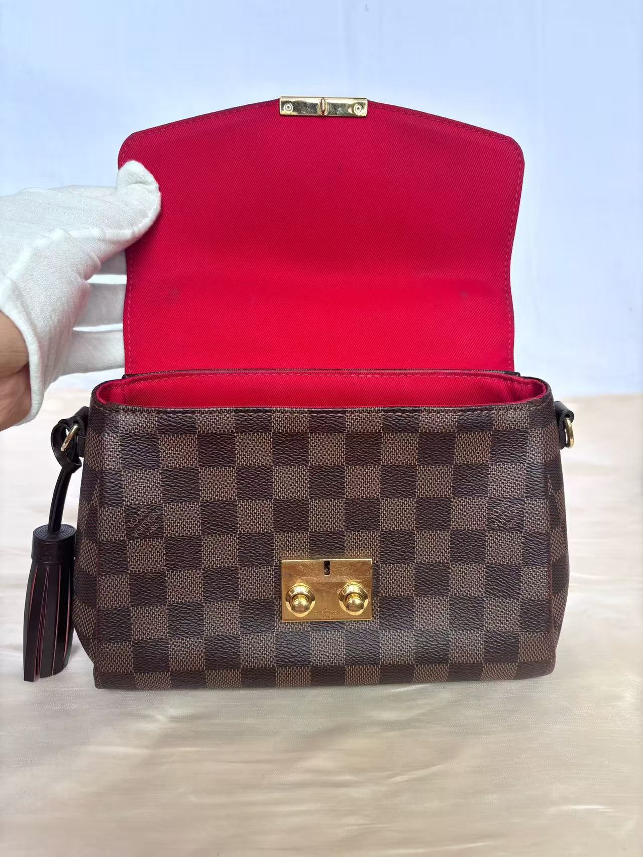 Louis Vuitton - Croisette - Damier Ebène coated canvas with cowhide leather trim - Brown with Red interior - (small)