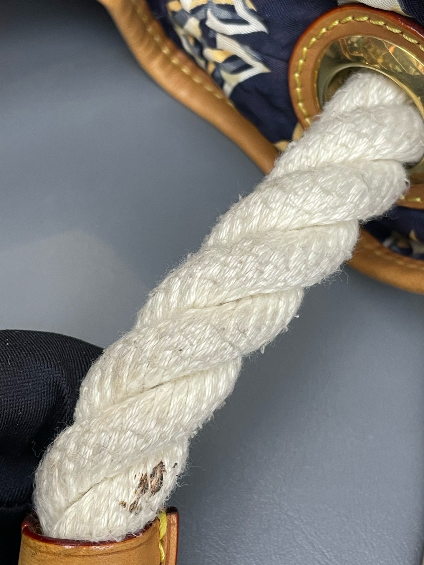 Louis Vuitton - Cruise Knot Hobo Phantom Monogram - Quilted synthetic textile with Monogram pattern, natural cowhide leather (Vachetta) trim, and cotton rope handles - Navy with Multicolour Monogram - (medium)