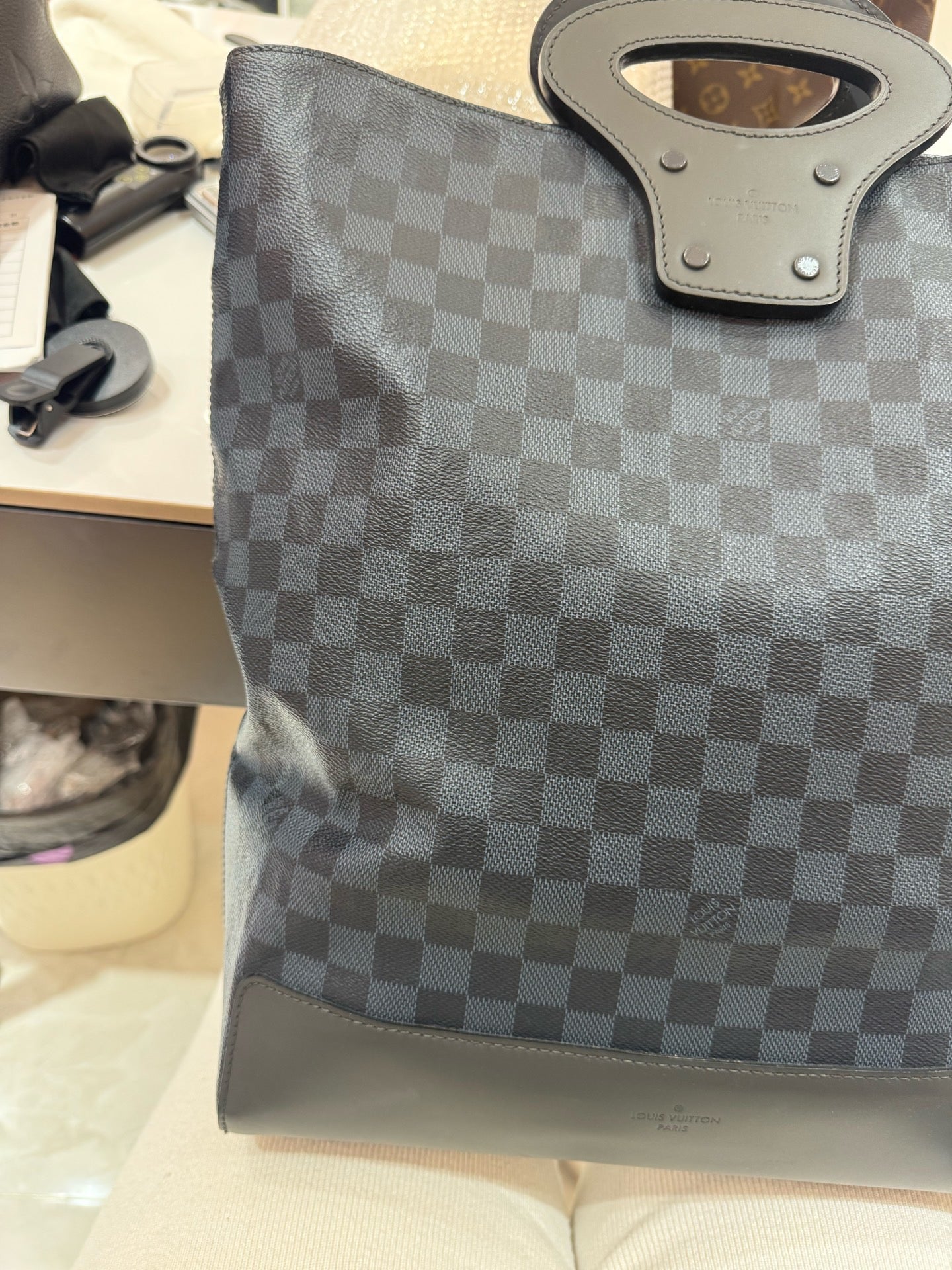 Louis Vuitton - Damier Graphite Sheet Music Tote Bag - Damier Graphite canvas with leather trim - Black - (Large)
