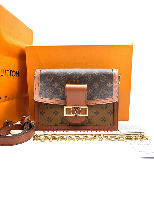 Louis Vuitton - Dauphine - Coated canvas with cowhide leather trim - Brown with Caramel trim - (Medium)