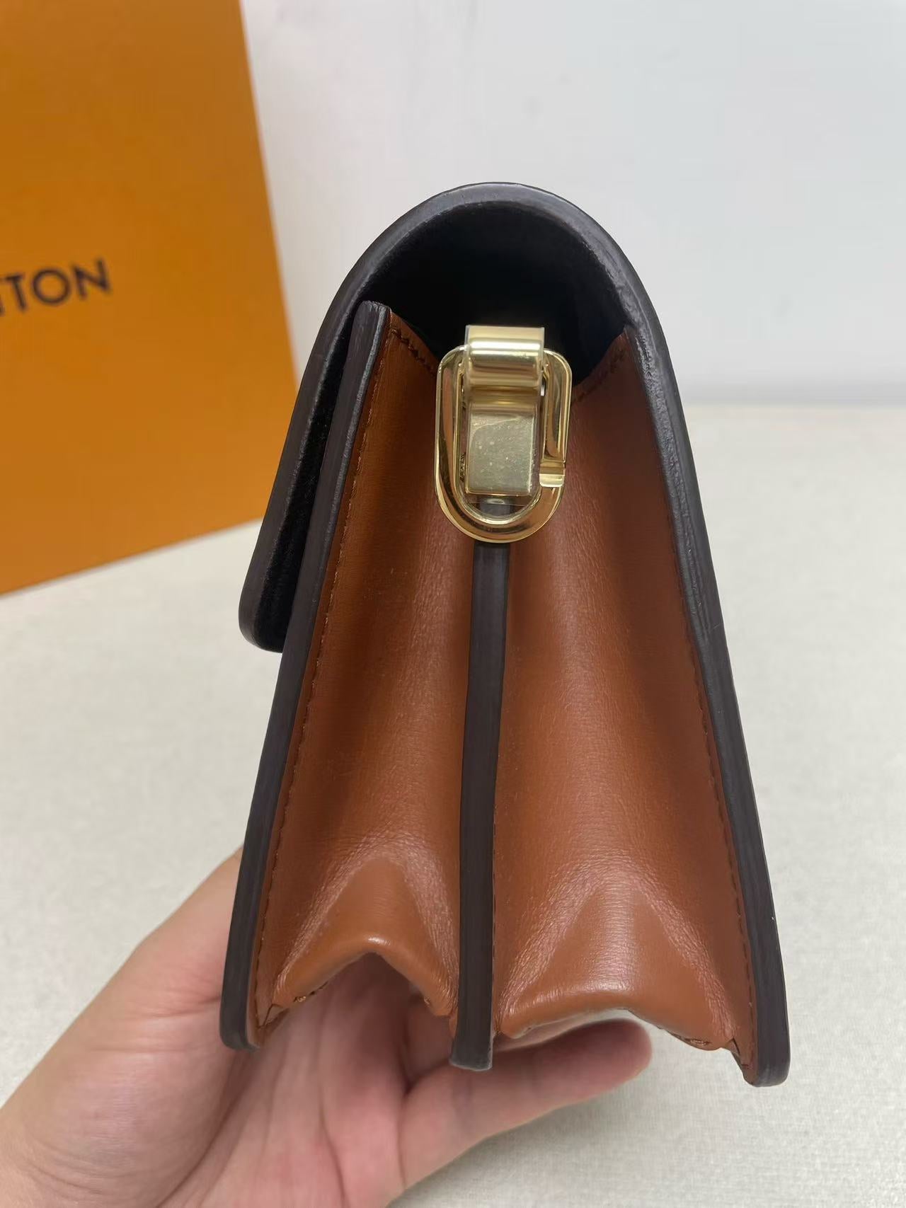 Louis Vuitton - Dauphine Mini - Monogram coated canvas with calfskin leather trim and microfiber lining - Brown with tan leather trim and gold-tone hardware - (mini)