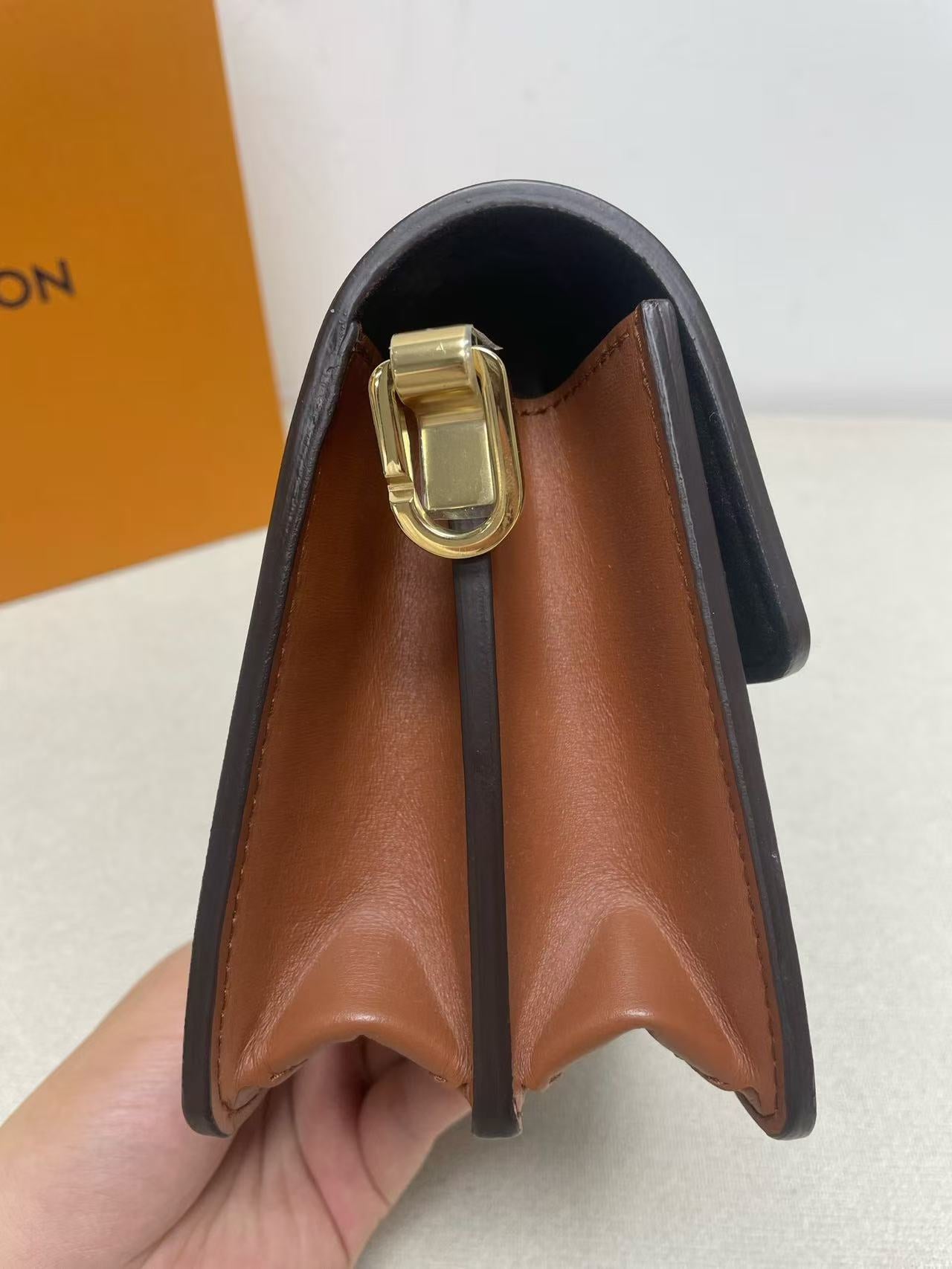 Louis Vuitton - Dauphine Mini - Monogram coated canvas with calfskin leather trim and microfiber lining - Brown with tan leather trim and gold-tone hardware - (mini)