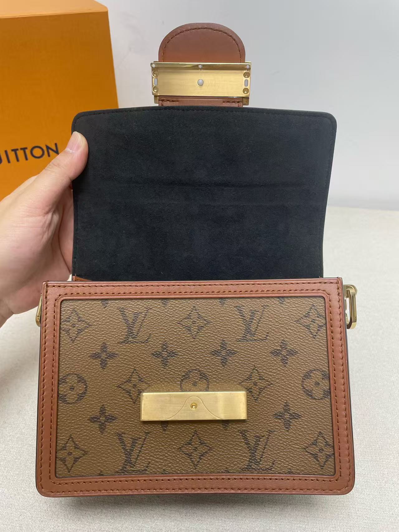 Louis Vuitton - Dauphine Mini - Monogram coated canvas with calfskin leather trim and microfiber lining - Brown with tan leather trim and gold-tone hardware - (mini)