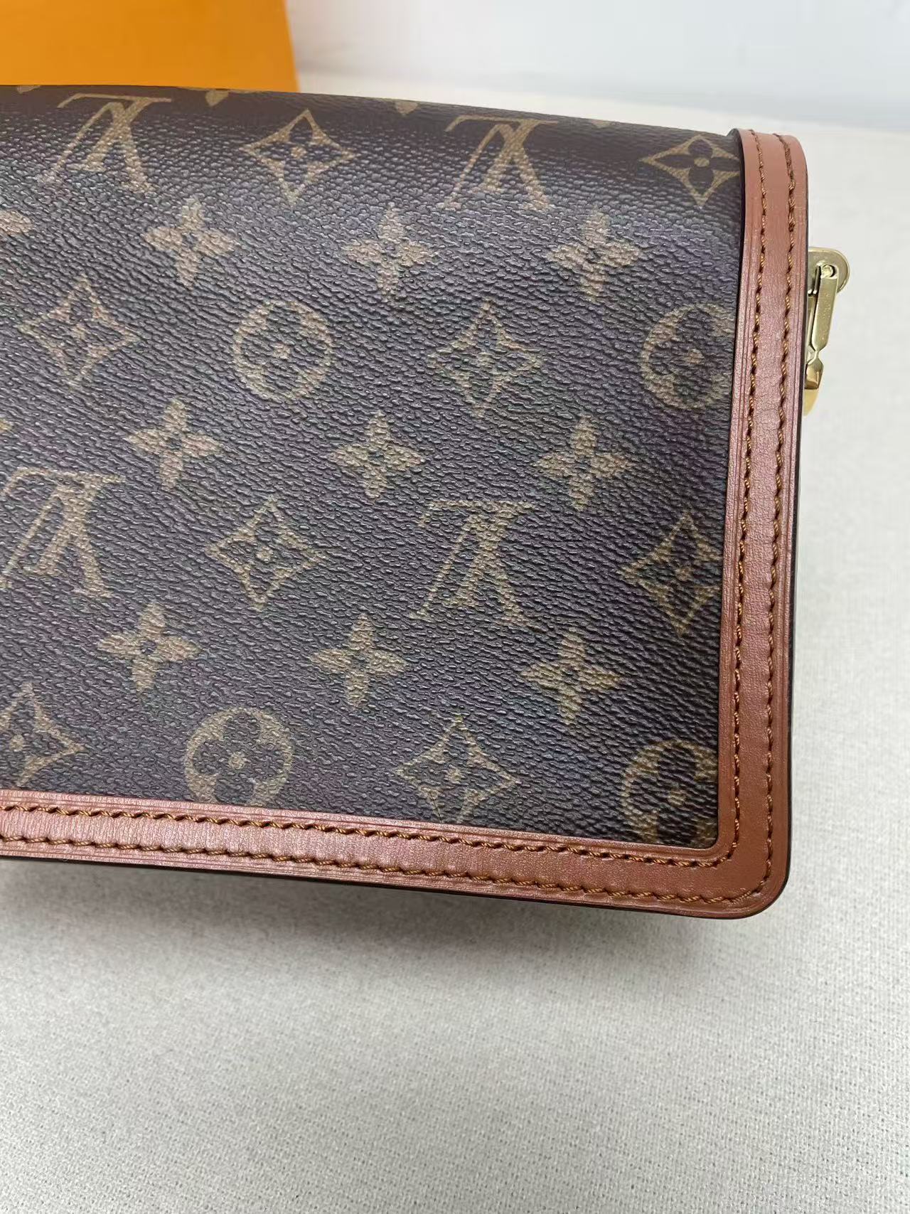 Louis Vuitton - Dauphine Mini - Monogram coated canvas with calfskin leather trim and microfiber lining - Brown with tan leather trim and gold-tone hardware - (mini)
