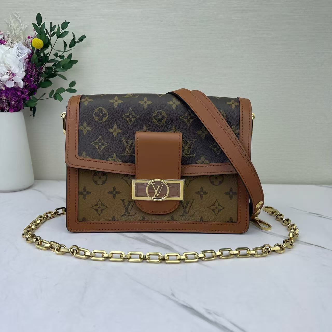 Louis Vuitton - Dauphine - Monogram coated canvas with calfskin leather trim - Brown - (medium)