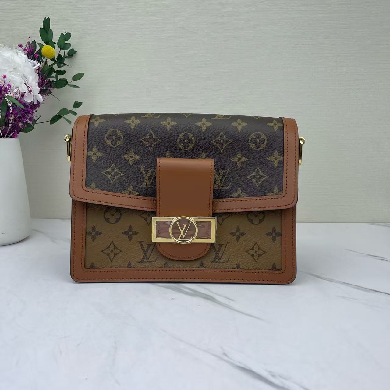 Louis Vuitton - Dauphine - Monogram coated canvas with calfskin leather trim - Brown - (medium)