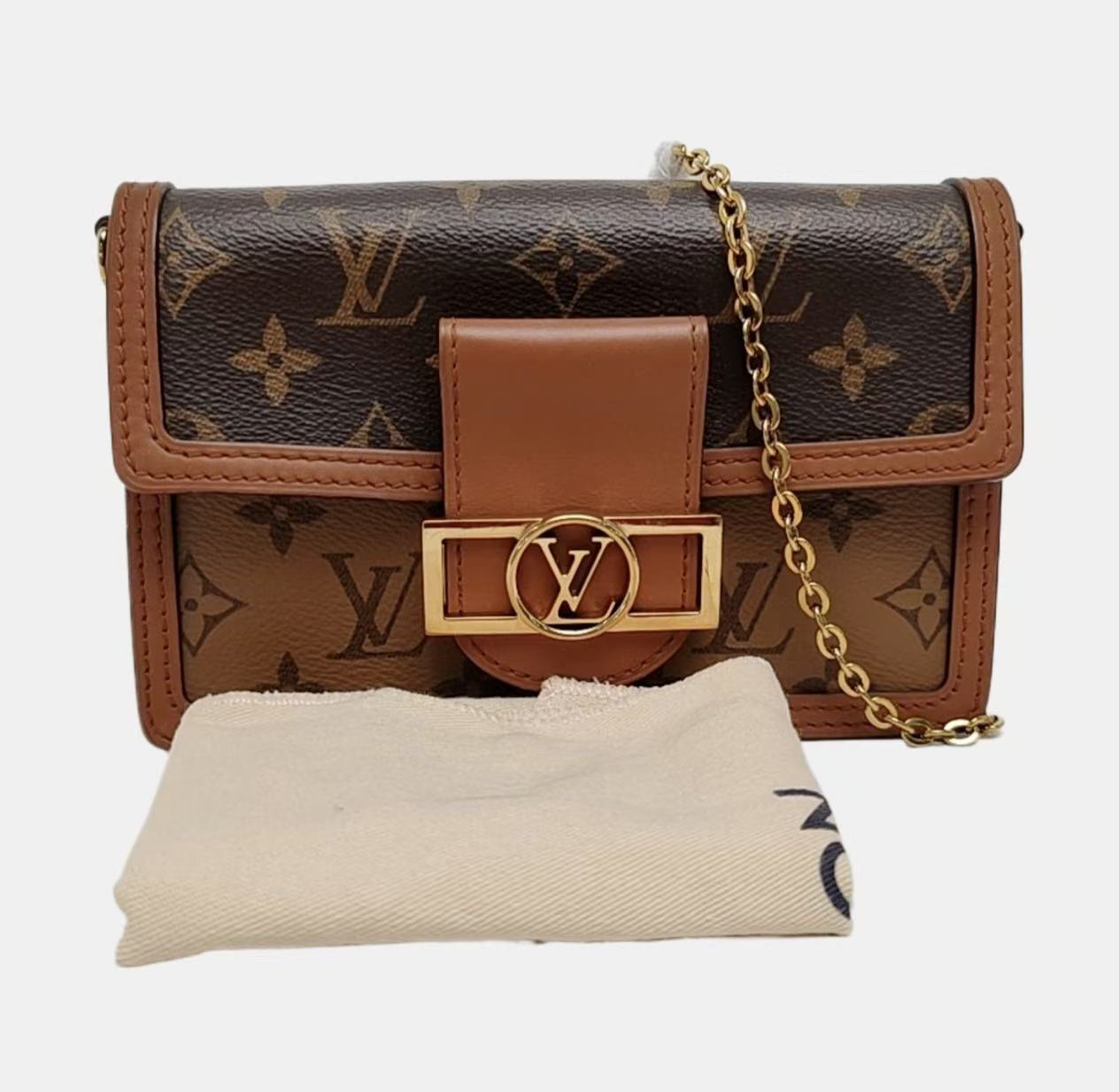 Louis Vuitton - Dauphine WOC - Monogram and Monogram Reverse coated canvas with leather trim - Brown - (mini)