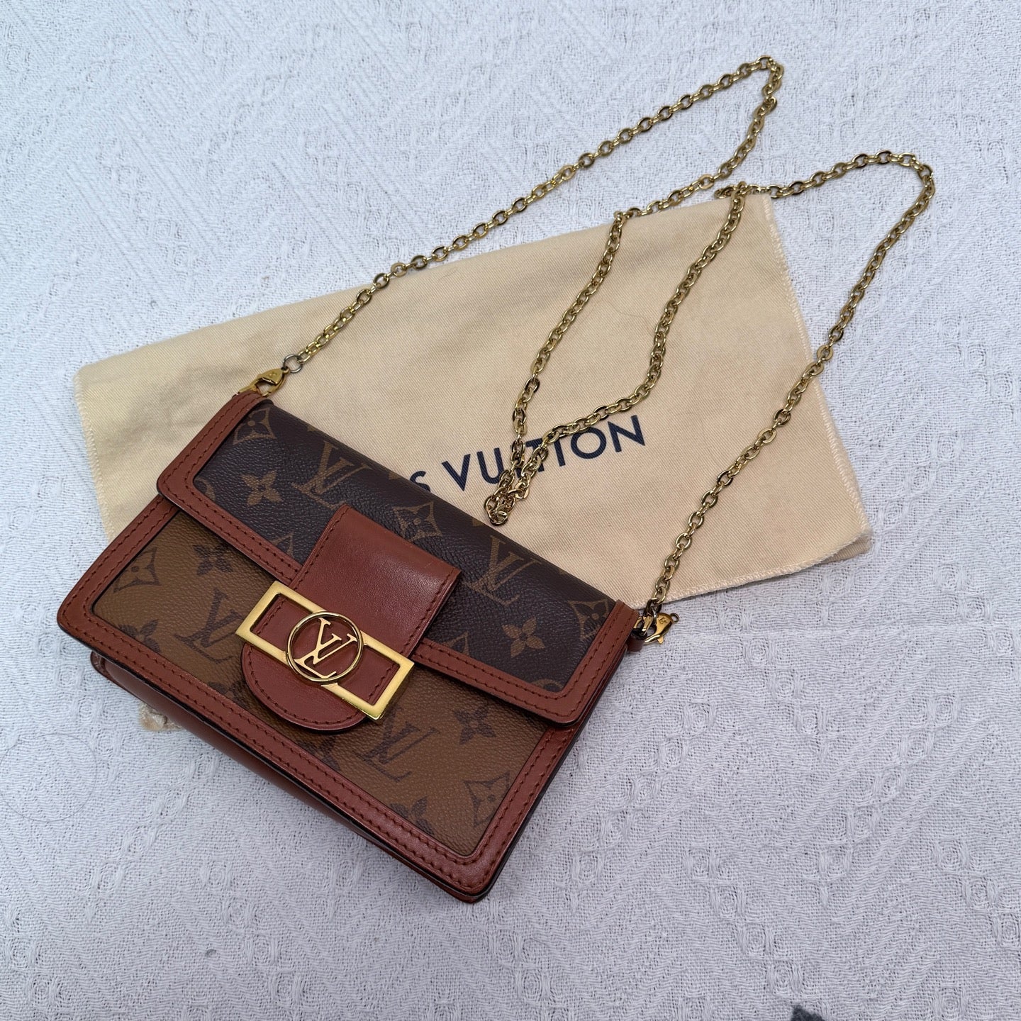 Louis Vuitton - Dauphine WOC - Monogram coated canvas with leather trim - Brown - (mini)