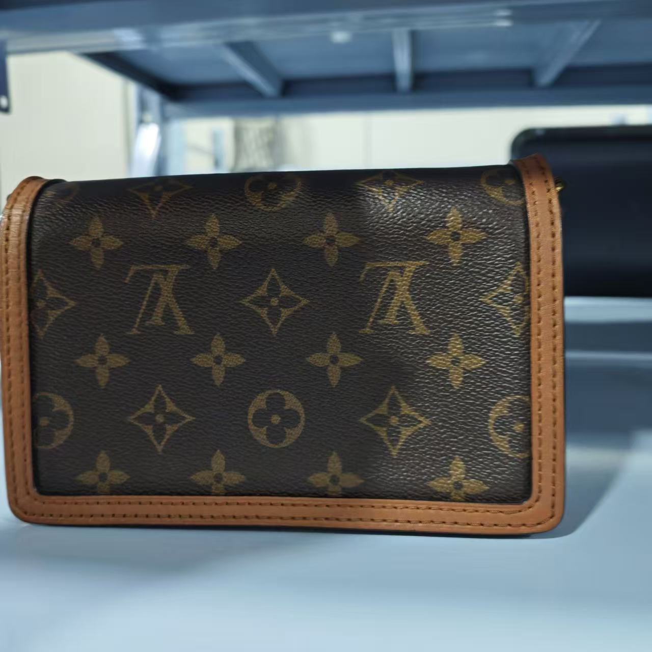 Louis Vuitton - Dauphine WOC (Wallet on Chain) - Monogram coated canvas with smooth calfskin leather trim - Brown with Caramel trim and Gold-Tone Hardware - (Mini)