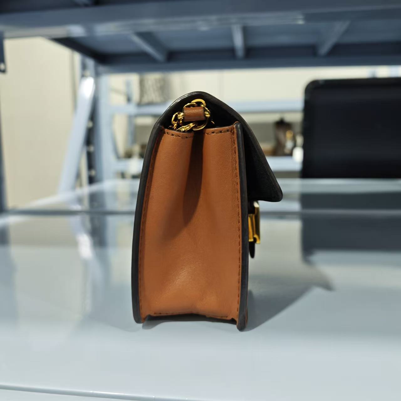 Louis Vuitton - Dauphine WOC (Wallet on Chain) - Monogram coated canvas with smooth calfskin leather trim - Brown with Caramel trim and Gold-Tone Hardware - (Mini)