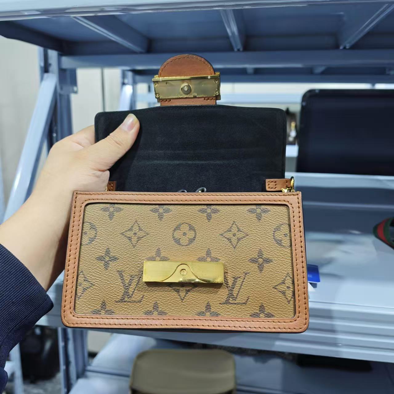 Louis Vuitton - Dauphine WOC (Wallet on Chain) - Monogram coated canvas with smooth calfskin leather trim - Brown with Caramel trim and Gold-Tone Hardware - (Mini)