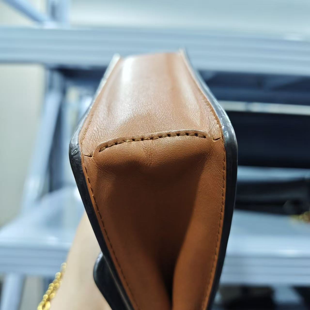 Louis Vuitton - Dauphine WOC (Wallet on Chain) - Monogram coated canvas with smooth calfskin leather trim - Brown with Caramel trim and Gold-Tone Hardware - (Mini)