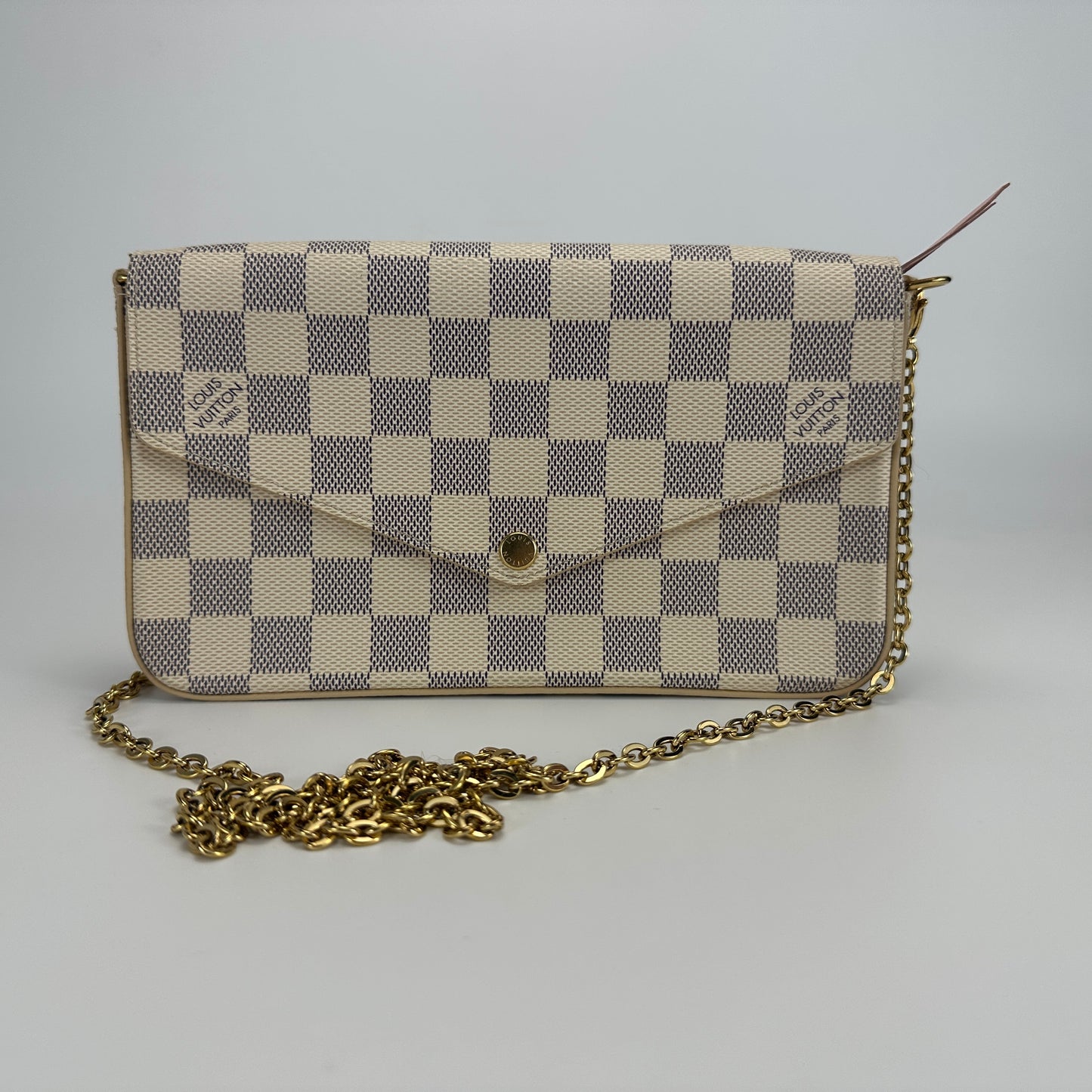 Louis Vuitton - Félicie Pochette - Damier Azur canvas with natural cowhide leather trim - White - (mini)