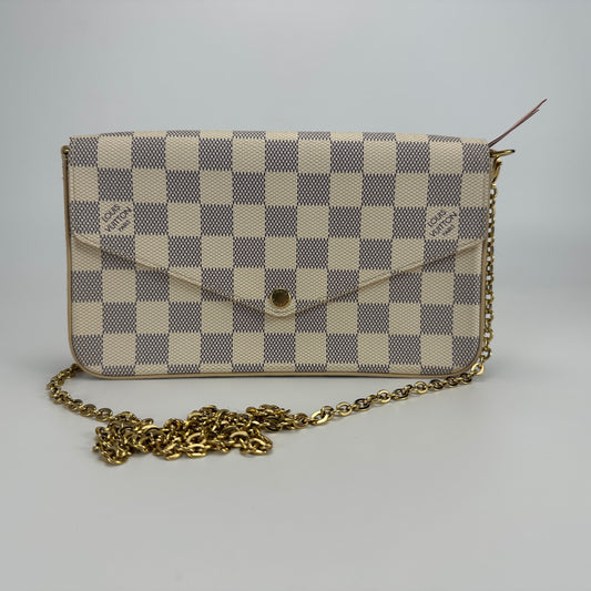 Louis Vuitton - Félicie Pochette - Damier Azur canvas with natural cowhide leather trim - White - (mini)
