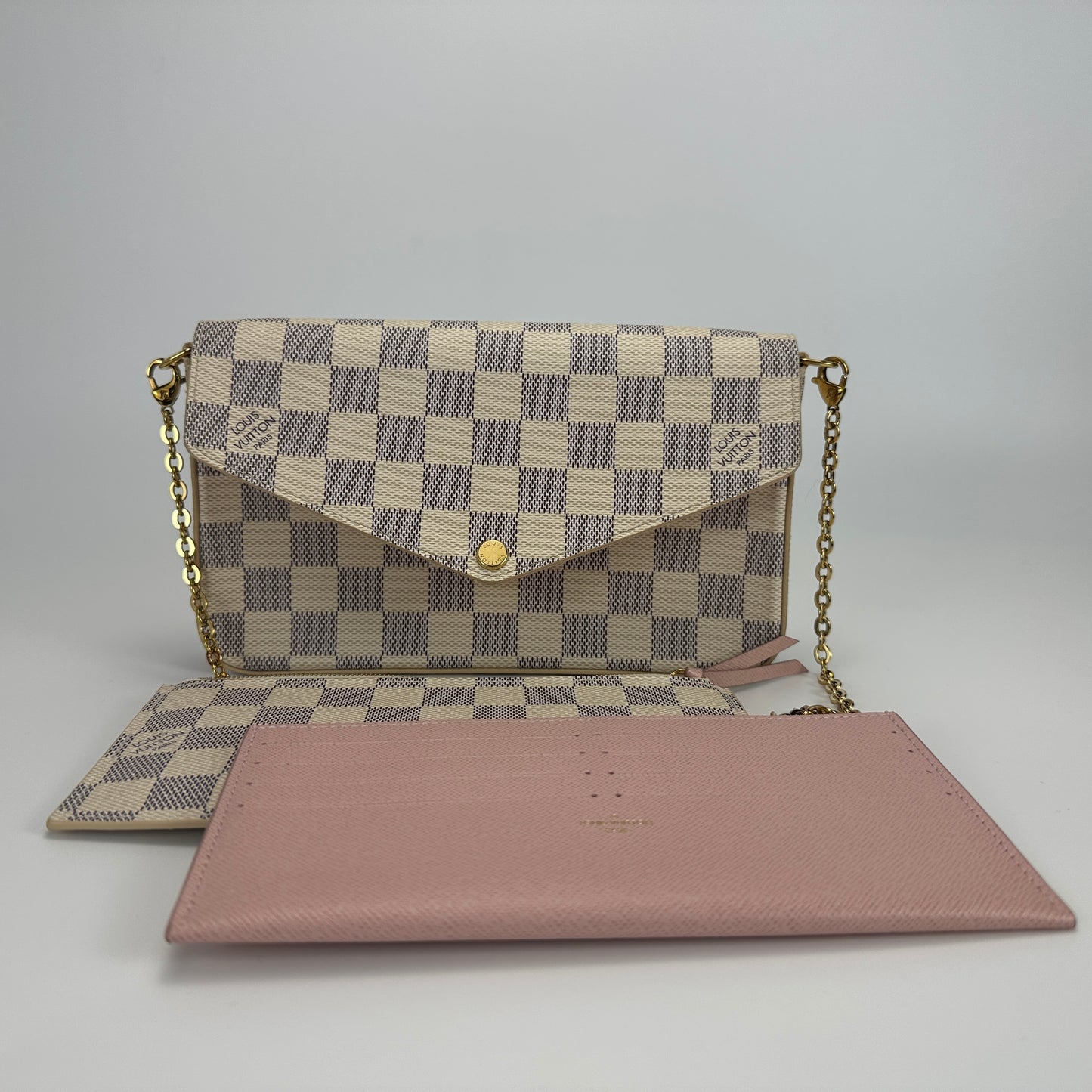 Louis Vuitton - Félicie Pochette - Damier Azur canvas with natural cowhide leather trim - White - (mini)