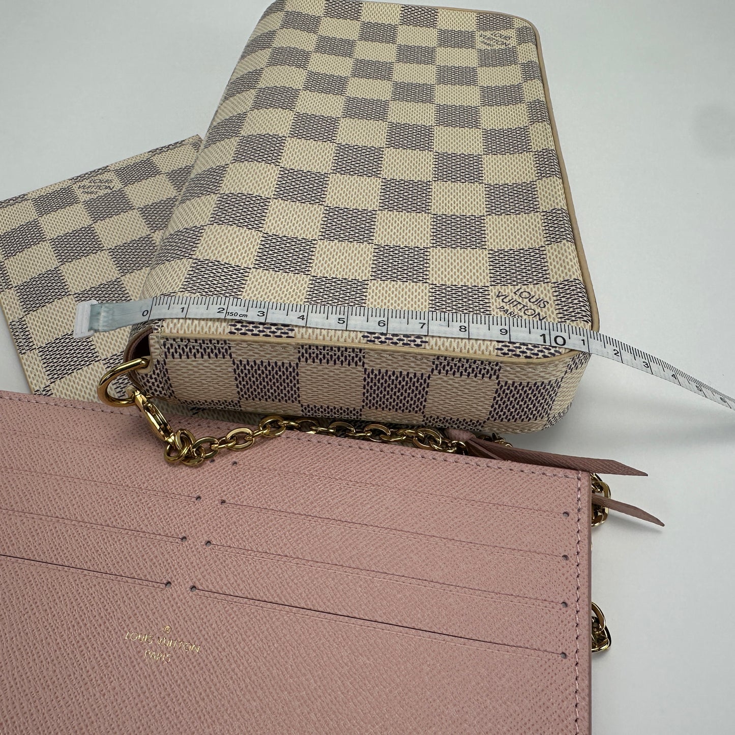 Louis Vuitton - Félicie Pochette - Damier Azur canvas with natural cowhide leather trim - White - (mini)