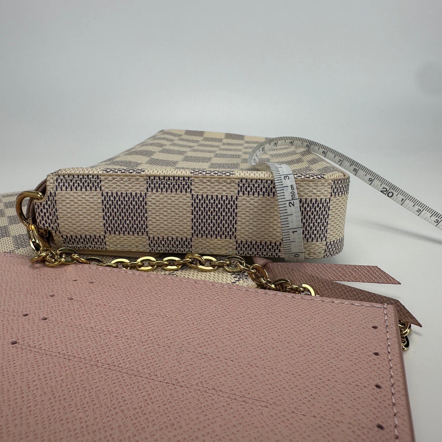 Louis Vuitton - Félicie Pochette - Damier Azur canvas with natural cowhide leather trim - White - (mini)