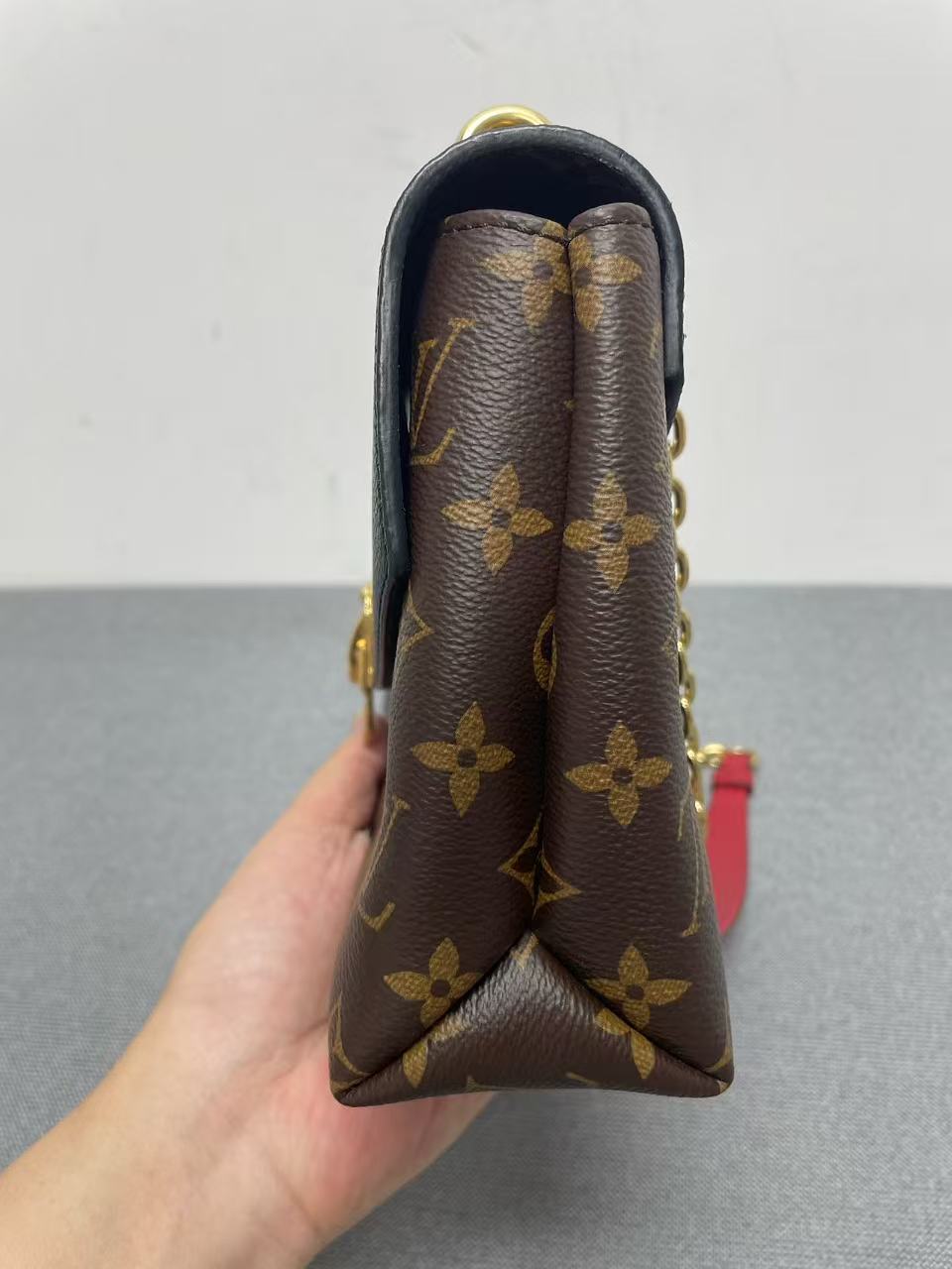 Louis Vuitton - Flap Bag - Monogram coated canvas with grained leather flap - Brown and Black with Gold-Tone Hardware - (Small)
