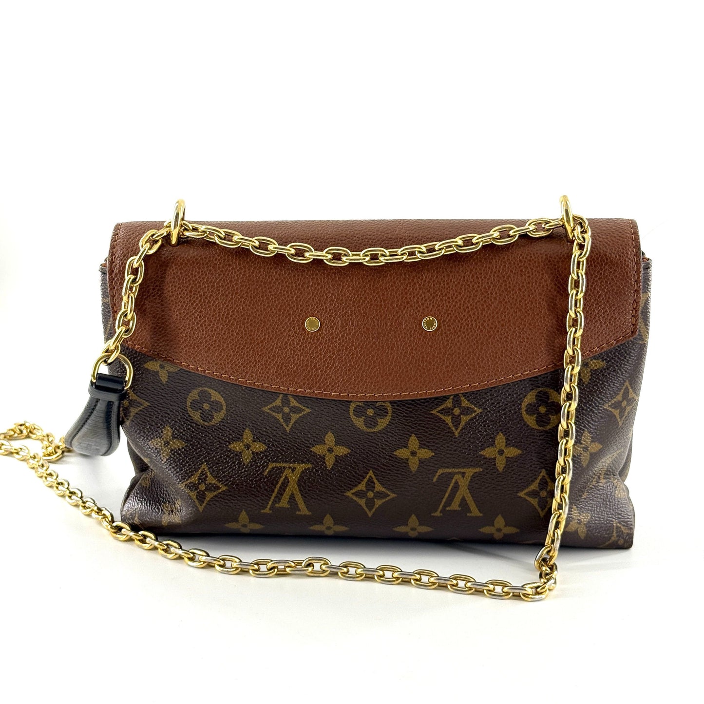 Louis Vuitton - Flap Bag - Monogram coated canvas with grained leather trim - Brown with Caramel accents - (Small)